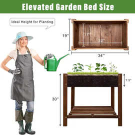 带腿的高架花盆箱户外站立式高架花园床带轮蔬菜香草露台公寓种植