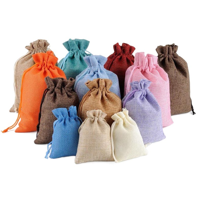 Bolsas de lino con cordón, para joyería o almacenamiento, impresión de logotipo disponible, venta al por mayor