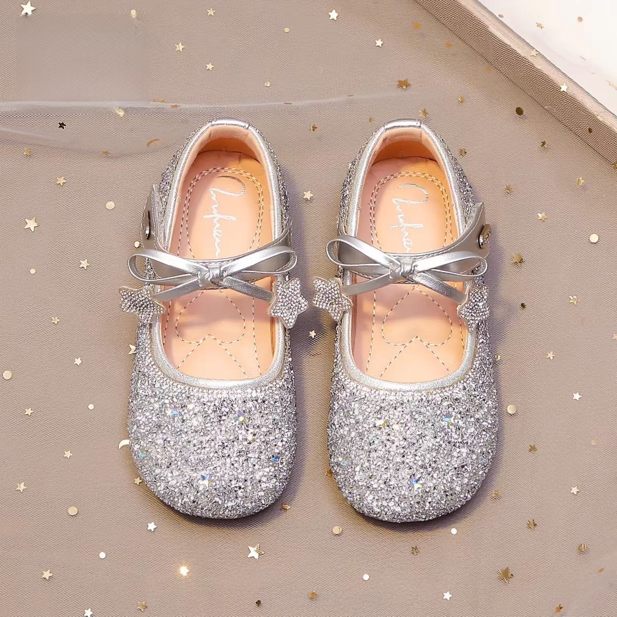 Girls' Princess Shoes 2026 Spring and Autumn New Style Soft-Soled Genuine Leather Children's Elsa Shoes Sparkling Crystal Shoes Paired with Dress Shoes