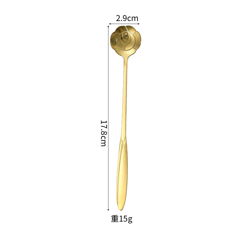 Stainless Steel Cherry Blossom Dessert Spoon, 12/15/17 cm, Silver or Gold, Floral Handle