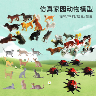 Simulation Animal Model Cat Dog Ladybug Solid Environmentally Friendly Plastic Stall Toys Children's Day Toys