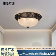 红古铜色卧室吸顶灯欧式客厅书房铜色灯家用美式圆形吸顶灯现代简