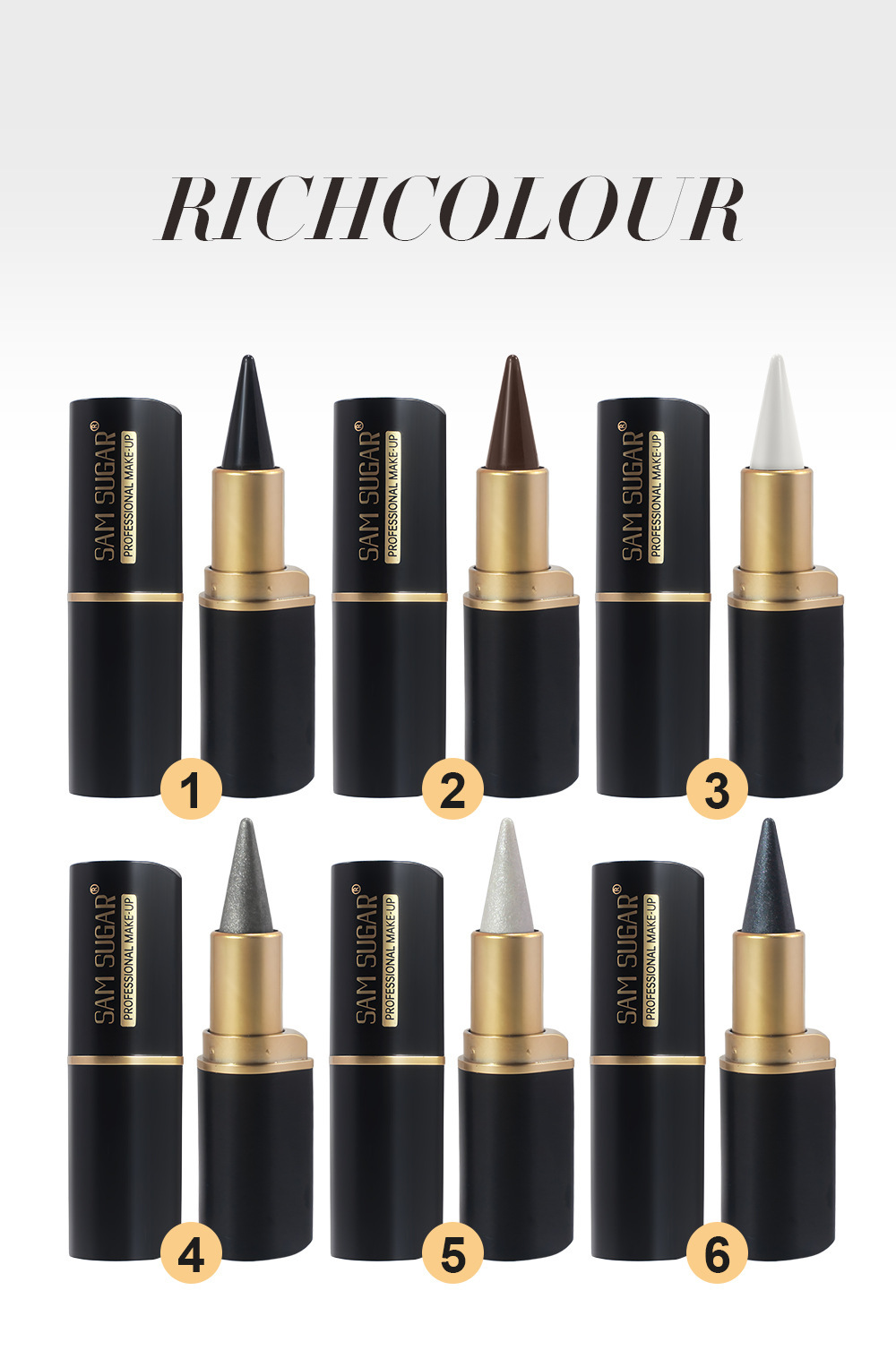 Matita labbra opaca SAM SUGAR, ombretto ricco a testina singola, eyeliner solido multicolore a lunga durata_voghion.com