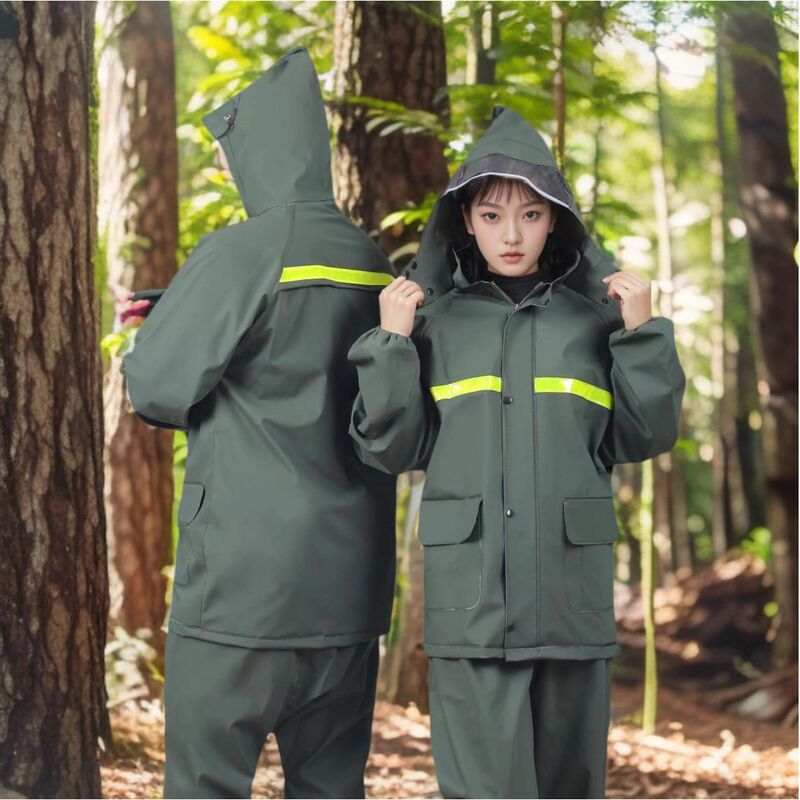 Knitted Fabric Split Raincoat Suit Fishing Takeaway Rider Reflective Full-Body Rainproof Adult Raincoat and Rain Pants Suit