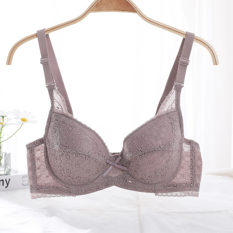 Shantou sujetador de encaje sexy sin esponja ultra delgada ropa interior transpirable y cómoda ajustable para mujeres sujetador anti-caída