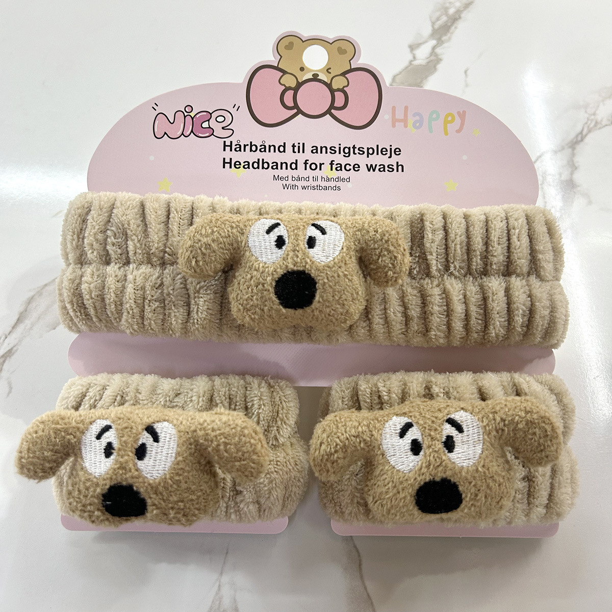 Banda de cabello de moda con tarjeta de papel dulce decoración de animales pequeños de peluche de lavado banda de cabello de dibujos animados correa de muñeca tridimensional