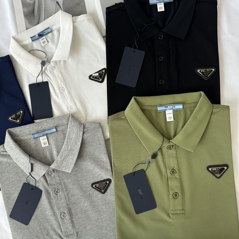 Cross-Border Supply Polo Shirt with Metal Triangle Logo, Short Sleeves, Classic Summer Men's Casual European and American Hot-Selling Style