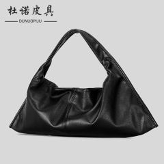 韩系ins风小众设计油蜡软皮慵懒风手提高级感牛角包时尚饺子包女