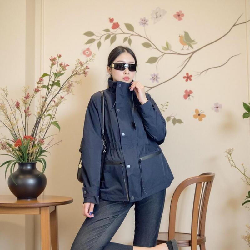 韩版时尚大幂幂同款风衣外套女2025春秋新款工装户外高级感冲锋衣|undefined
