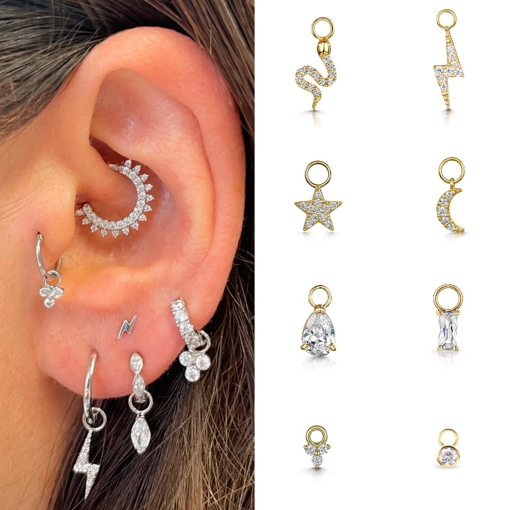 1 Piece Casual Elegant Star Lightning Plating Inlay Copper Zircon Ear Studs display picture 1