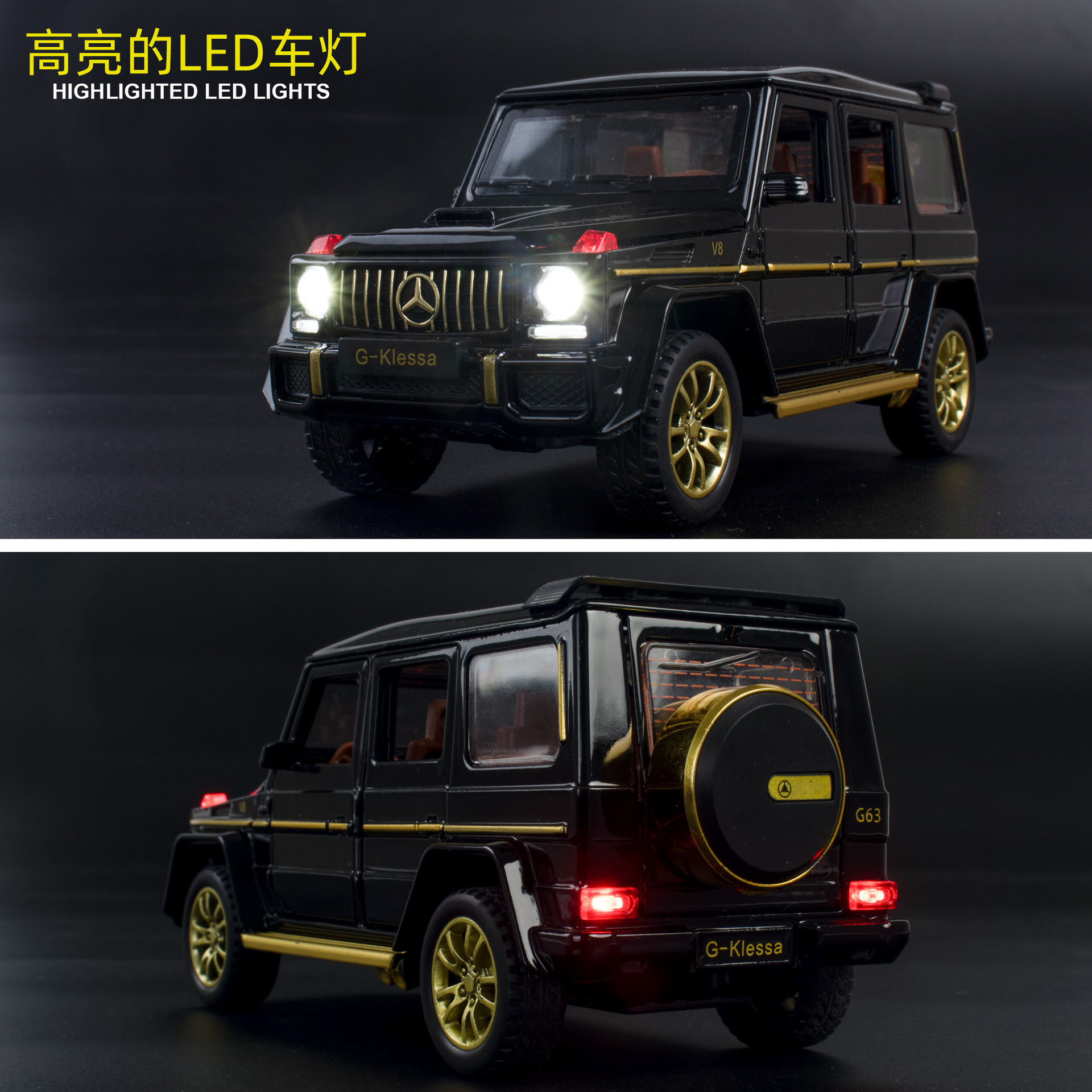 Aleación de coche 1:32AMG Big Ben G63 modelo de vehículo todoterreno Tire hacia atrás sonido y luz niño modelo de coche de juguete adornos