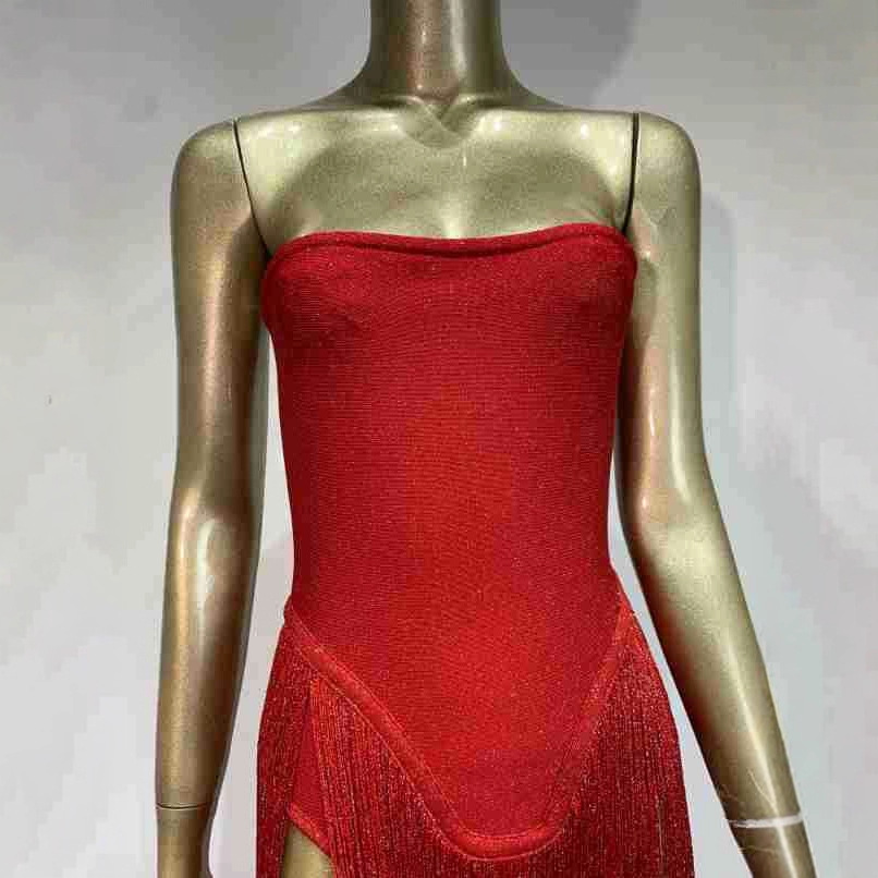 Tube Top One-piece Tassel Bandage Dress European And American Fashion Sexy