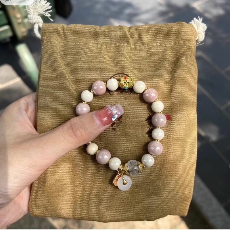 新款同款改编香灰白瓷粉瓷灰瓷多巴胺女孩显白手链手串