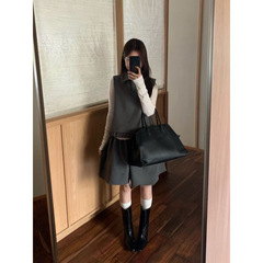 现货～韩系2025秋季学院风娃娃领马甲+花边半身裙套装