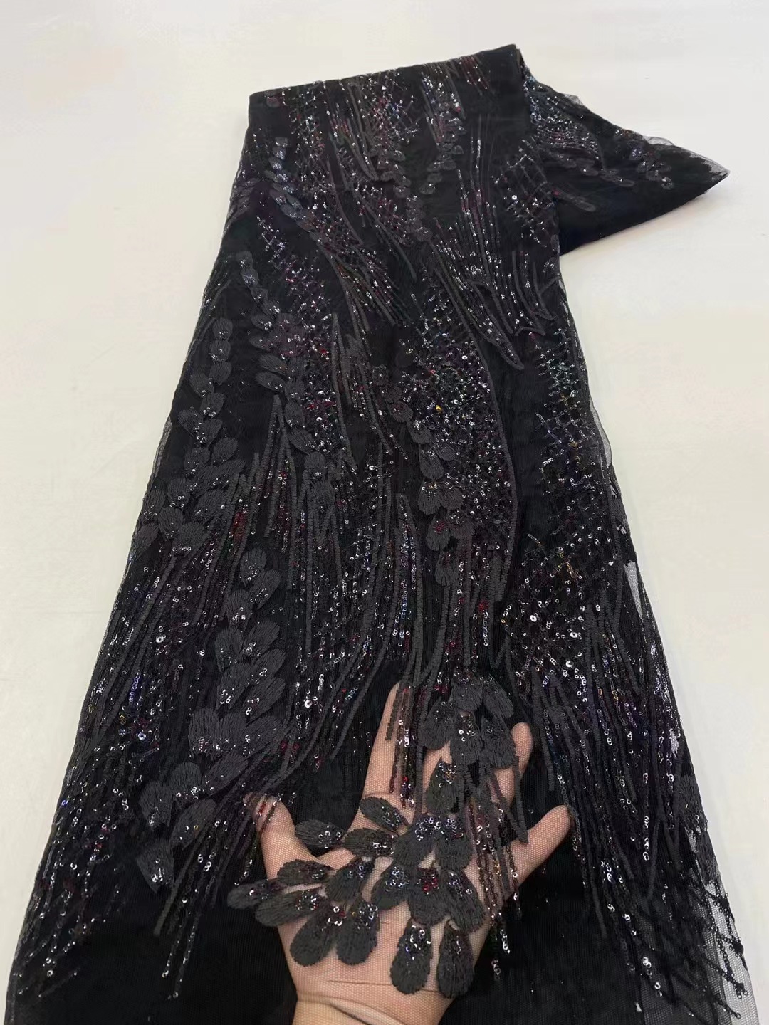 Nueva gama alta de encaje bordado de lentejuelas de encaje de malla de tela cheongsam vestido de ropa de tela JX3003 image 9