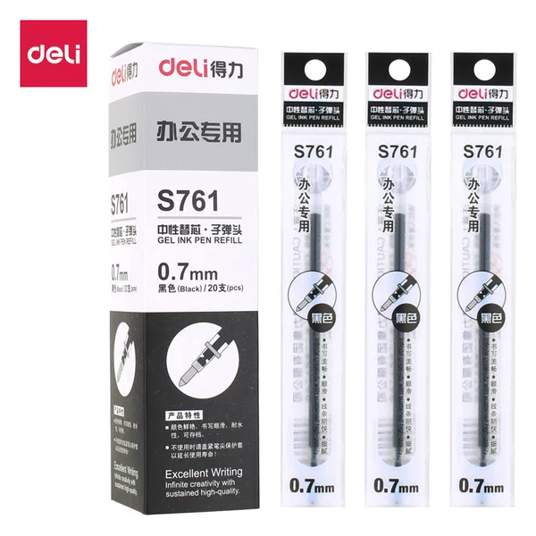 Deli S761 S765 S766 black bullet refill neutral refill for Office students