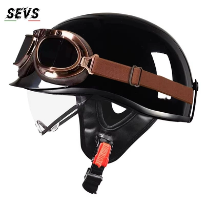 Motosiklet kaskı (dəbilqə) – helmet, Japanese-style scoop helmet - glossy-black-transparentcopper-mirror-tea-mirror-m