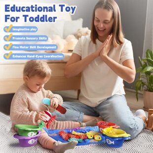Cross-border Infant Fabric Fun Fishing Toy Montessori Educational Storage Mat Cloth Educational Matching Toy