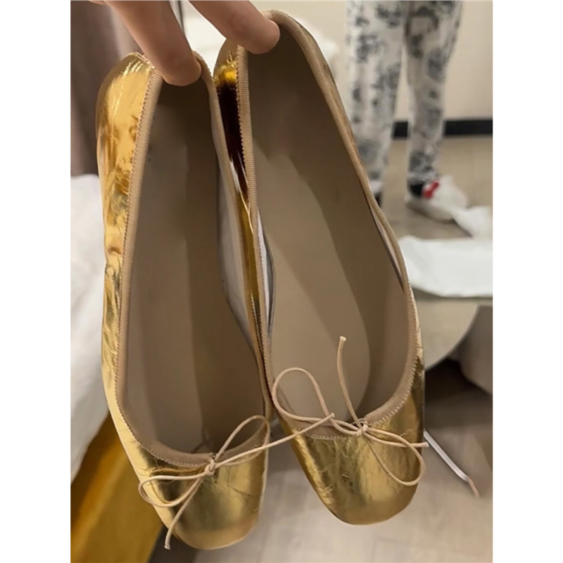 In Stock~Bow French Ballet Flats for Women 2025 Summer Round-Toe Flats Retro Soft-Soled Scoop Shoes