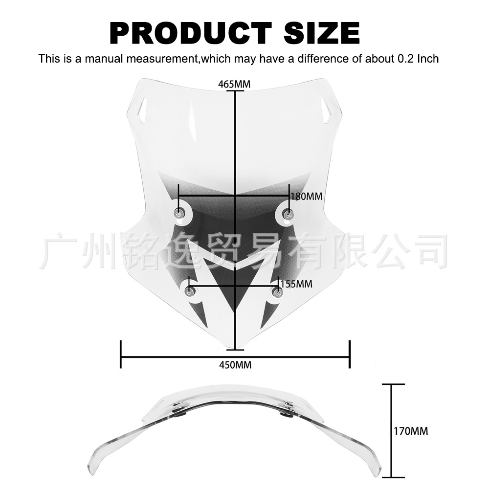 Suitable for Loncin Voge Ds525X 525Dsx Modified Front Windshield in Smoke Gray Transparent Color with Heightened Windscreen