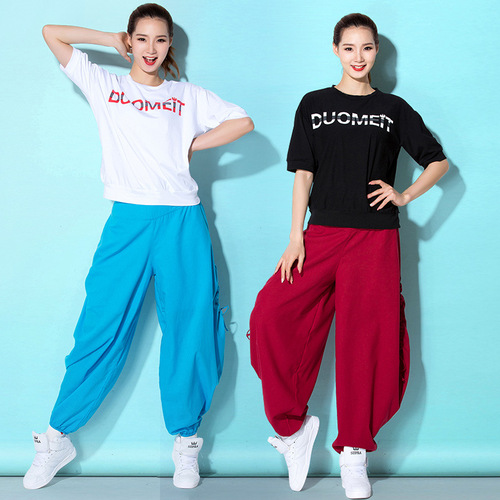 Solid-color, loose-fitting lantern pants for workout sets—street dance & square dance attire—wholesale spring/summer team performance outfits & dancewear