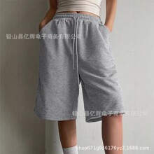 新品跨境春季宽松舒适休闲娱乐百搭运动阔腿系带口袋短裤现货批发
