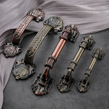 欧式复古仿古铜拉手木门大门室内门柜门红古把手免打孔明装拉手