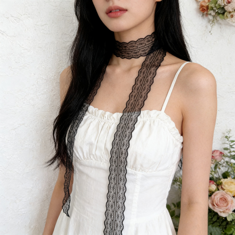 1.8m 블랙 레이스 리본