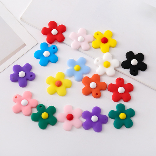 Cute flower PVC soft patch DIY keychain pendant accessories children's hairpin hair ring bookmark patch material
