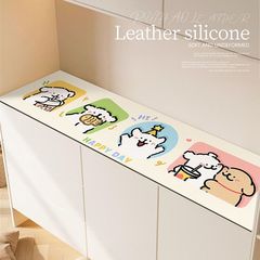 漫画スタイルの犬のサイドキャビネットマット、玄関靴キャビネット、防水性と耐油性の保護カウンタートップレザーテーブルマット、代理店として発送可能