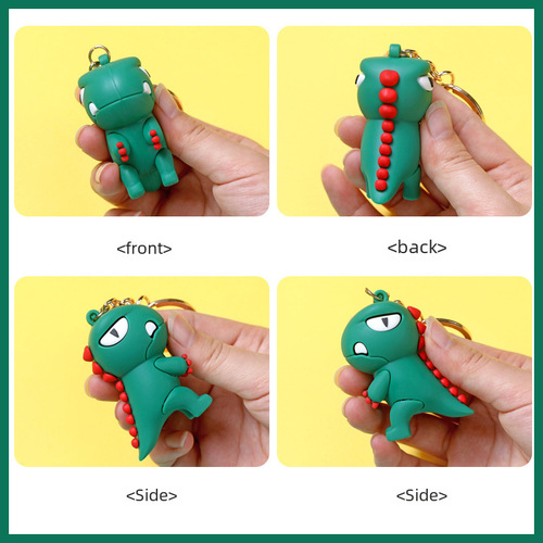 Hollywood Dinosaur Keychain Pendant PVC Drop Glue Cartoon Personalized 3D Figure Doll Machine Schoolbag Hook Decor Wholesale