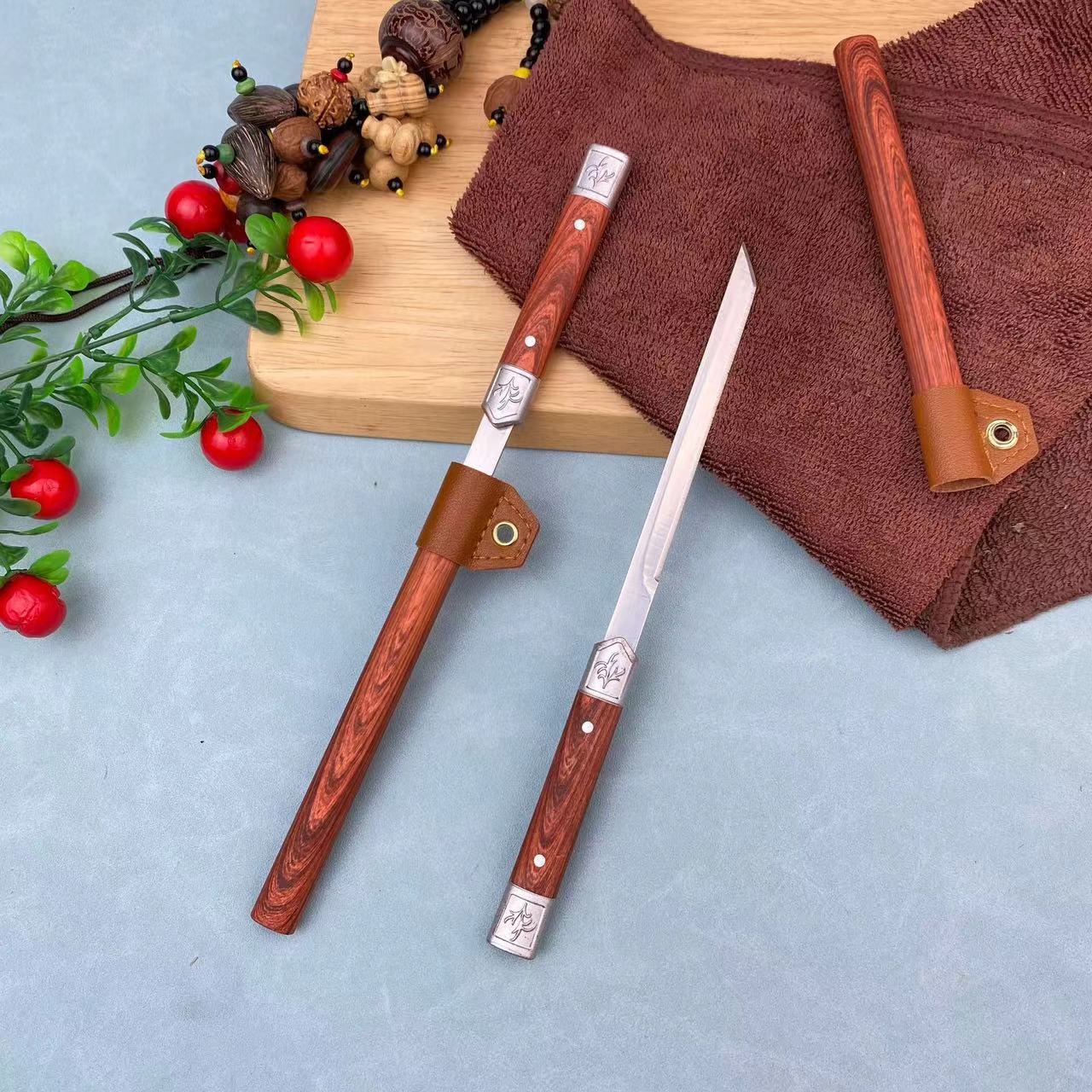 Outdoor BBQ slicing knife wilderness survival knife pocket knife camping sharp knife straight knife new fruit knife wholesale