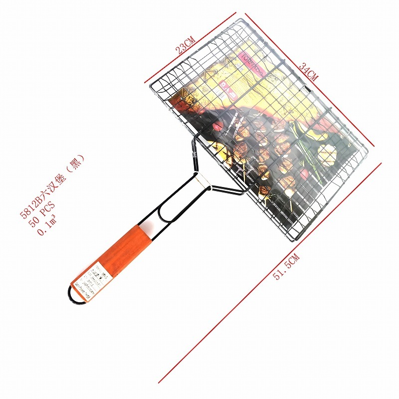 Babbidge 越境貿易バーベキュー用品木製ハンドルフラワーネットバーベキュークリップ焼き魚クリップバーベキューネットクリップグリルクリップグリルネット|undefined
