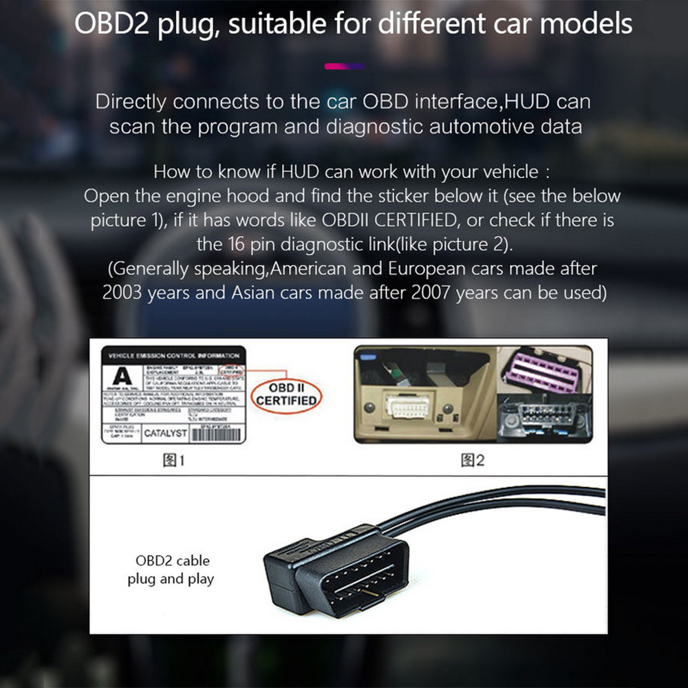 Hud Car Head-Up Display Displays Speed, Rpm, Water Temperature, and Voltage with 4 Practical Functions A900 Cross-Border