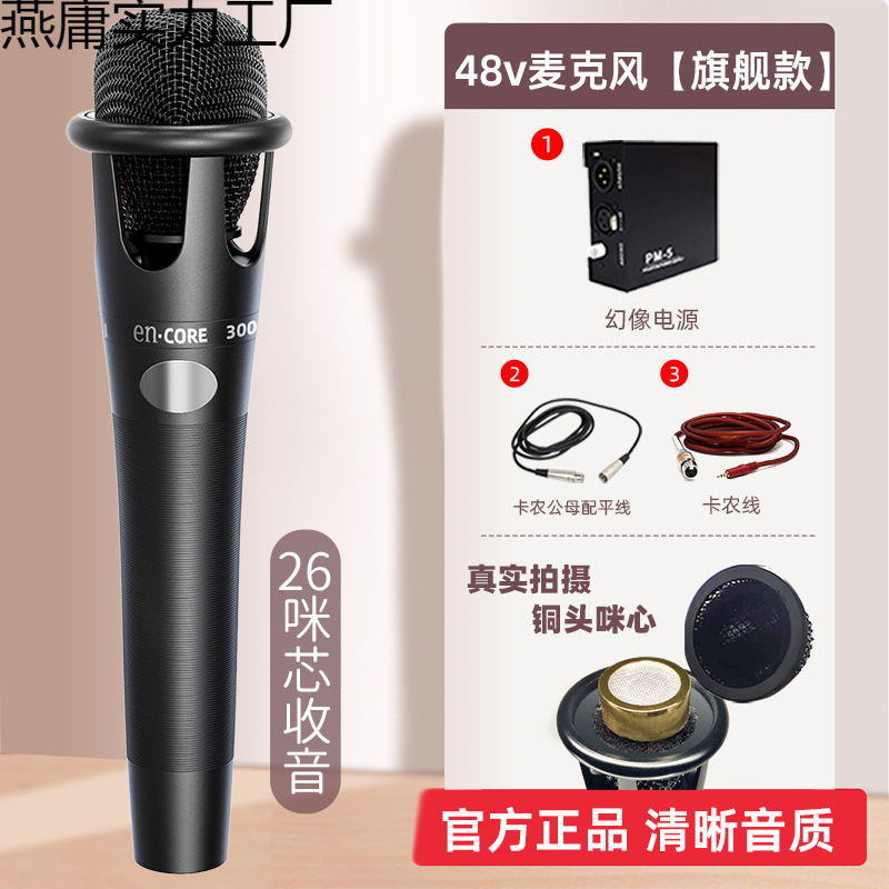 E300 Microphone Live Broadcast Dedicated 48V Condenser Microphone Mobile Phone Desktop Computer Karaoke Recording Microphone Sound Card Home