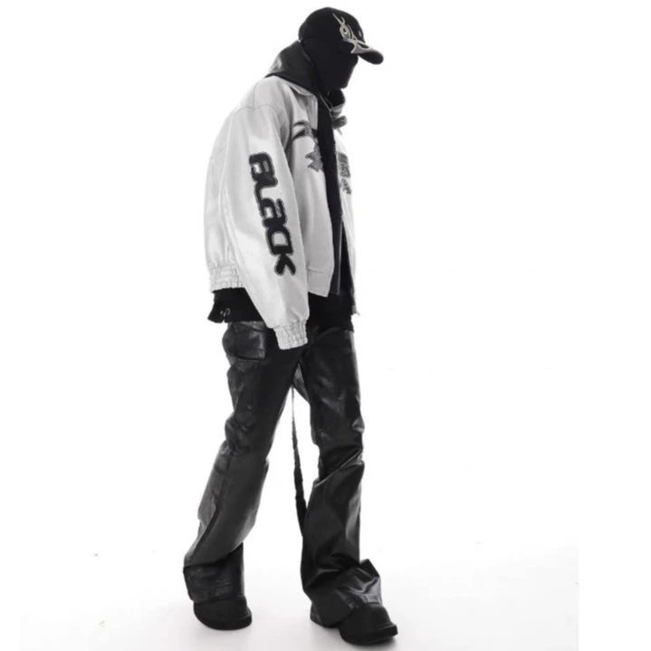 Style Coated Brushhed Wax Flutter Micro Flare Jeans