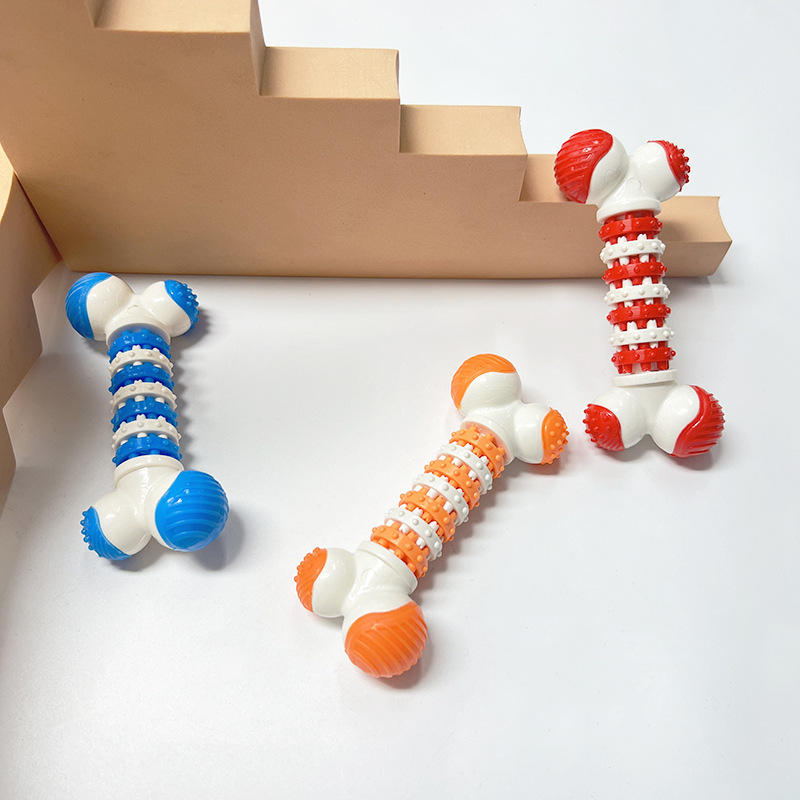 Nuevos productos transfronterizos para mascotas juguetes para perros TPR huesos de engranajes multicolores resistentes al desgaste dientes limpios juguetes para mascotas al por mayor