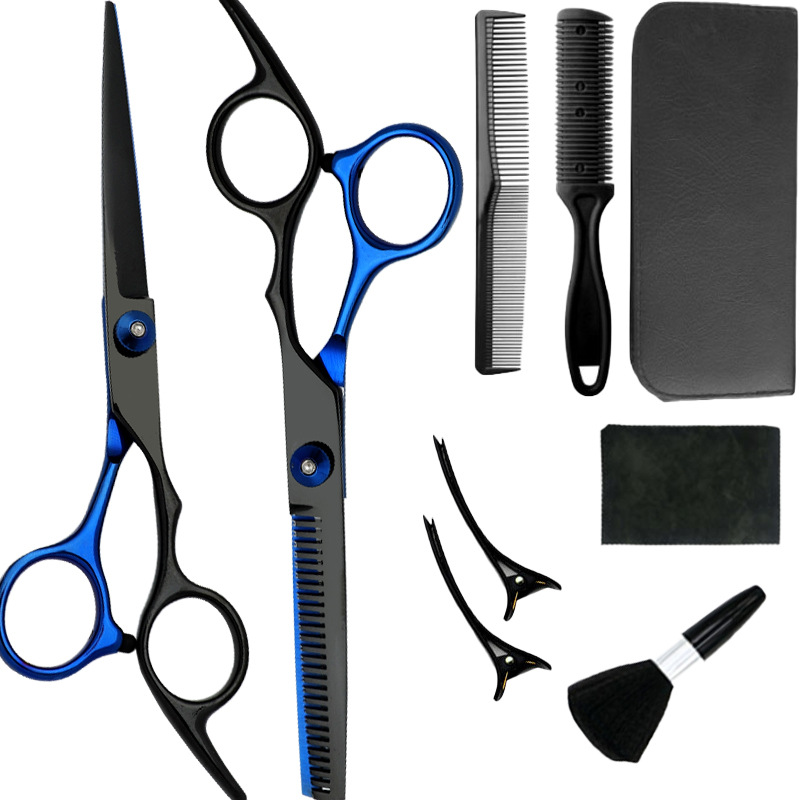 Fábrica al por mayor de 6 pulgadas tijeras de pelo profesional estilista de pelo tijeras de peluquería corte de pelo tijeras planas tijeras de dientes finos traje