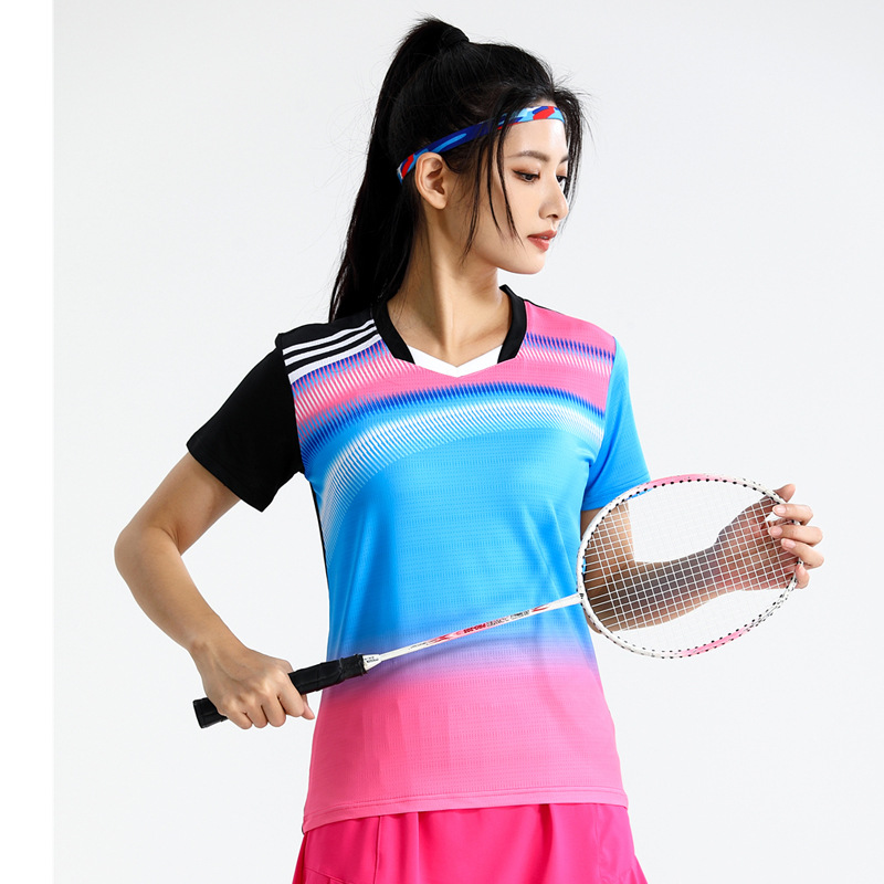Seco rápido transpirable poliamonio bádminton set hombre y mujer V-cuello chaqueta deportiva para niños logotipo de impresión de adultos