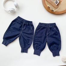 ins婴幼儿宝宝哈伦裤男女小童春秋款外出牛仔长裤跨境牛仔裤潮棉