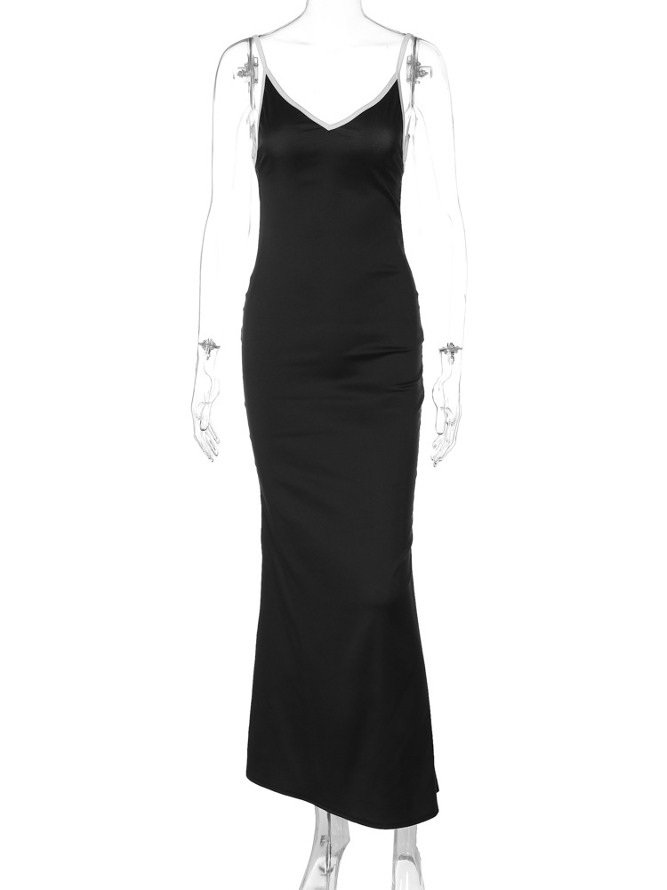 Women's Trumpet Dress Sexy V Neck Backless Sleeveless Solid Color Midi Dress Daily display picture 8