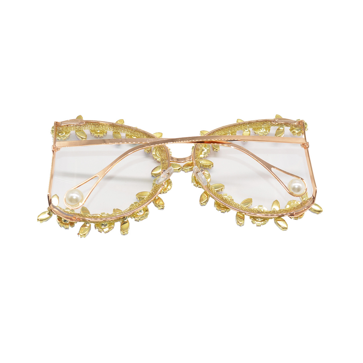 Mode Feuille Fleur Résine Carré Diamant Sans Cadre Femmes De Lunettes De Soleil display picture 5