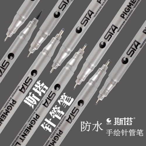 STA 8050 pinza de aguja a prueba de agua dibujada a mano, pinza de pinza de pinza de trazo hermosa, dibujo de dibujos animados