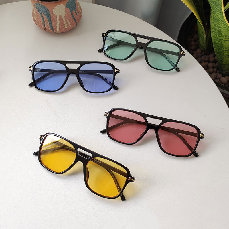 Mode Farbblock Ac Quadrat Vollbild Sonnenbrille Der Frauen display picture 4