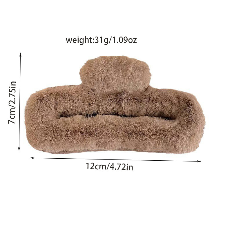 plush clip women's simple advanced milk coffee color updo shark clip hair clip headwear_voghion.com