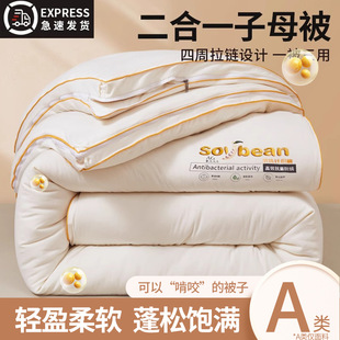 Soy Fiber Quilt Two-In-One Zipper Quilt 2024 New Winter Quilt Thickeneded Warm Quilt Core