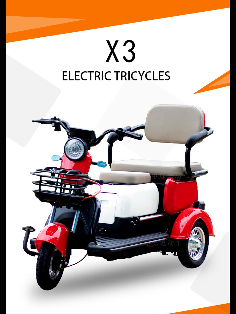 X3 Factory Electric Tricycle for Elderly, Child Pickup, Three-Seater