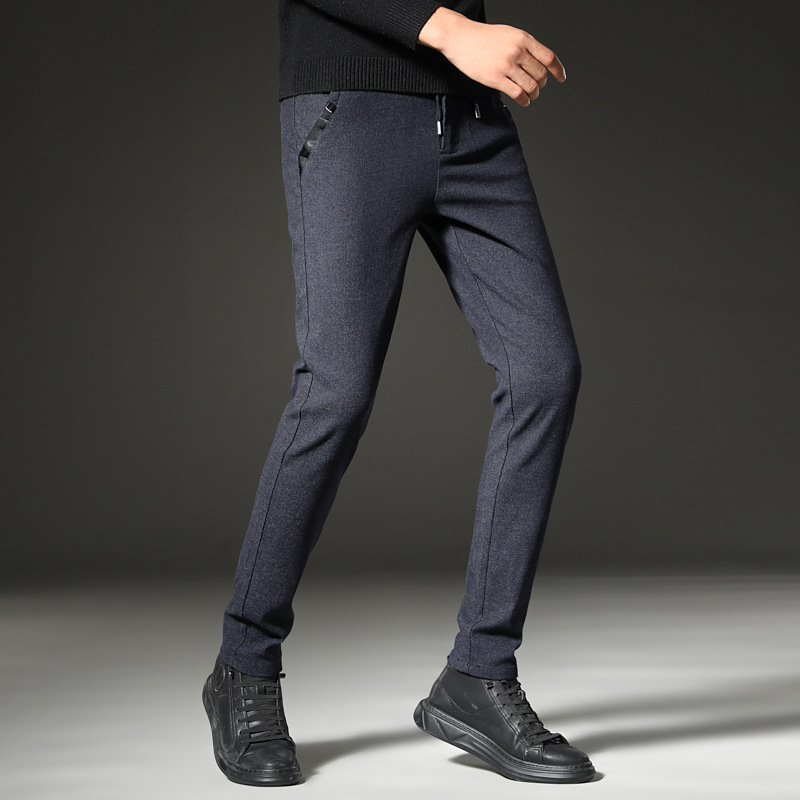 Cordón pequeño recto de primavera y otoño pantalones casuales de los hombres nuevo color sólido Simple estilo coreano de los hombres jóvenes pantalones estables