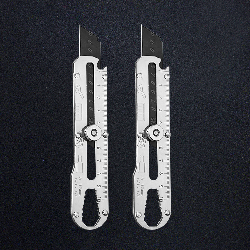 Multifunctional Utility Knife Stainless Steel Thickened Wallpaper Knife Black Blade with Scale Heavy Duty Paper Cutter Household Express Knife