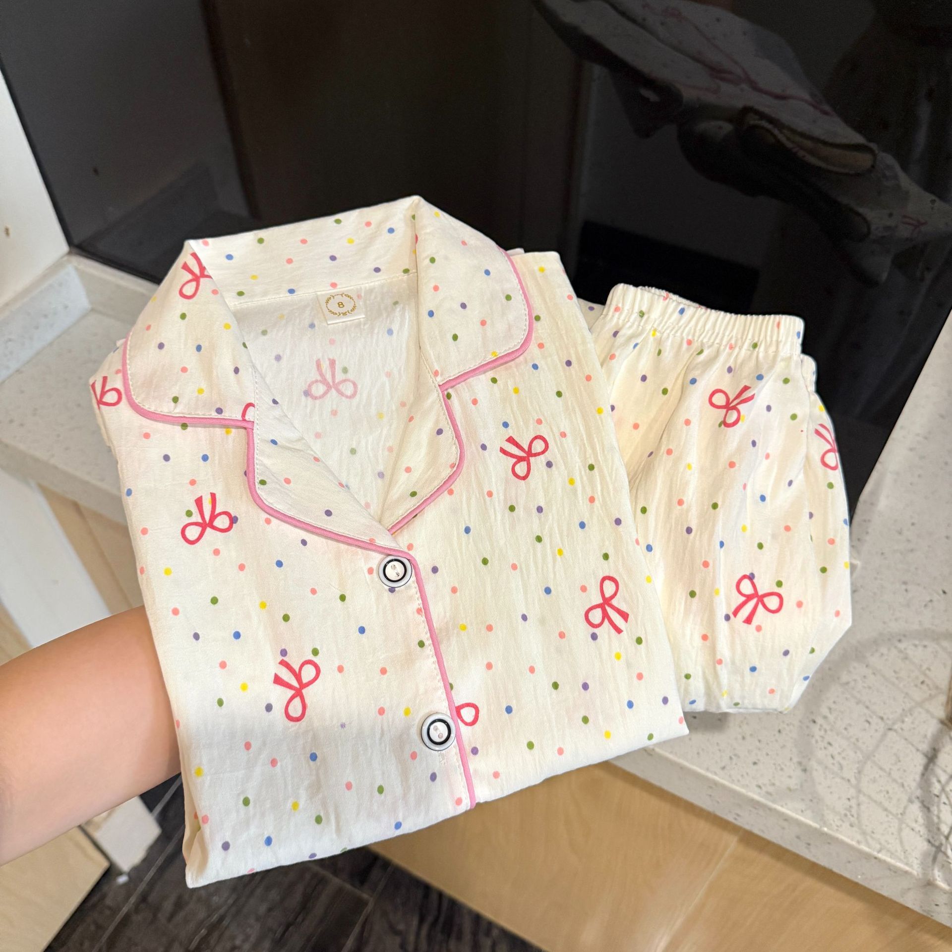 Children's Pajamas Women's 2025 New Spring and Autumn High-End Cloud Cotton Women's Medium and Large Children's Cardigan Home Clothing Set